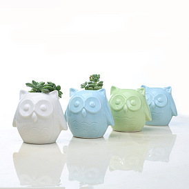 Animal flowerpot series, various creative white and blue small flowerpot ornaments, owl succulent pot