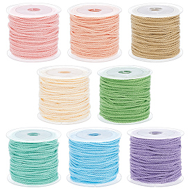 8 rouleaux 8 couleurs cordon en coton fait main, ronde, pour la fabrication de bijoux en perles