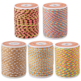 5 рулоны 5 цвета 4 корд поликоттоновый, двухслойный, металлический корд, веревка ручной работы макраме, для гобелена вешалка для растений, вязание ниток своими руками