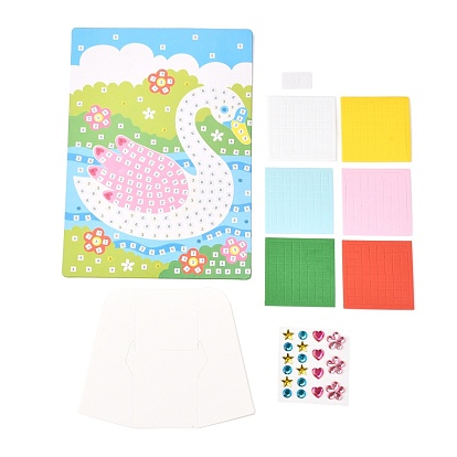 DIY EVA Mosaic Sticker Papers with Diamond, Kraft Painting Paper, Plastic & Resin Stickers and Kraft Base, Cartoon Sticker Creative Educational Toys For Kids