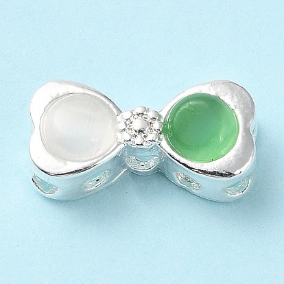 Rack Plating Alloy Beads, with Glass, Cadmium Free & Lead Free, Bowknot