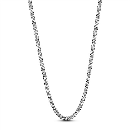 925 Sterling Silver Curb Chain Necklaces, with Spring Ring Clasps