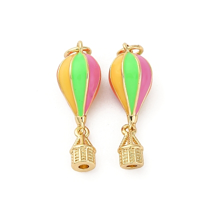 Латунь эмаль подвески, форма воздушного шара, с целью перехода в кольце, стойки покрытие, без свинца и без кадмия, долговечный, реальный 18 k позолоченный