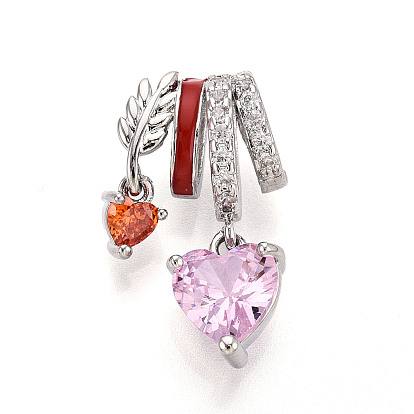 Латунные микро проложить кубического циркония подвески, с эмалью, сердце