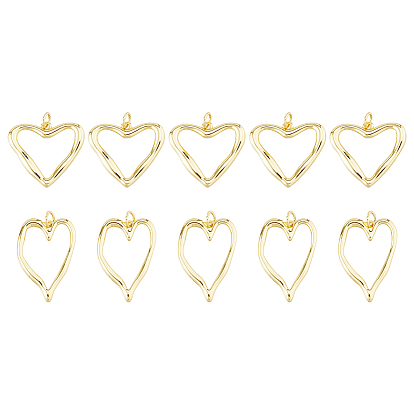 10 шт 2 стили латунные подвески, сердце прелести, с целью перехода в кольце