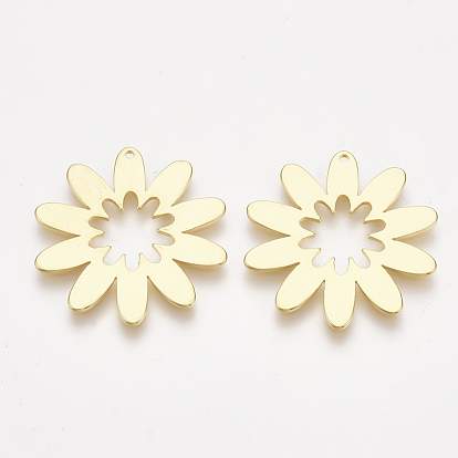 Brass Pendants, Nickel Free, Real 18K Gold Plated, Flower