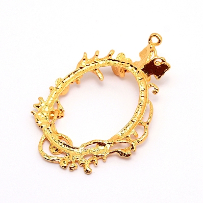 Zinc Alloy Open Back Bezel, Oval with Floral, Cadmium Free & Lead Free