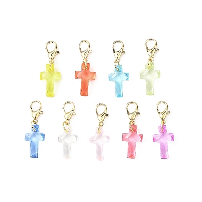 Подвесные крестики из прозрачного акрила, с цинковым сплавом застежками омаров коготь