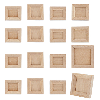 16шт. 6 стили деревянных фоторамок, миниатюрные украшения, аксессуары для домашнего кукольного домика с микро-ландшафтом, притворяясь опорными украшениями