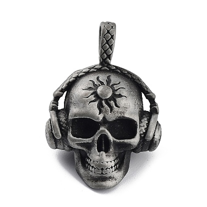 Tibetan Style Alloy Pendnat, Frosted, Skull