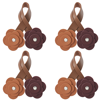 4 Décorations pendentifs en cuir PU en forme de fleur, de trouver des alliés, pour les décorations de sacs