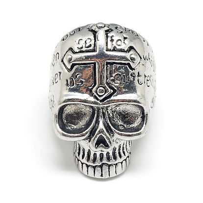 Кольца перста сплава, широкая полоса кольца, толстые кольца, Череп со словом