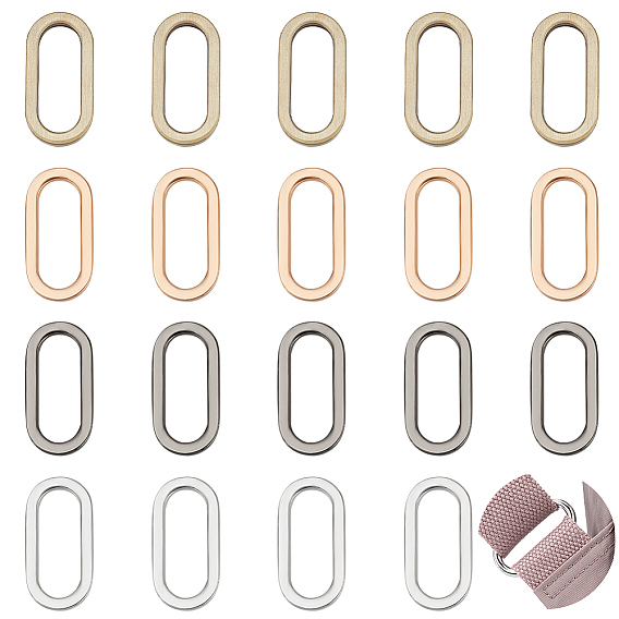 20шт 4 цвета сплав сумка ремень регулировочные пряжки, овальные