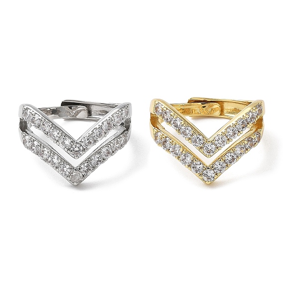 Cubic Zirconia Crown Adjustable Rings, Rack Plating Brass Ring, Lead Free & Cadmium Free, Long-Lasting Plated