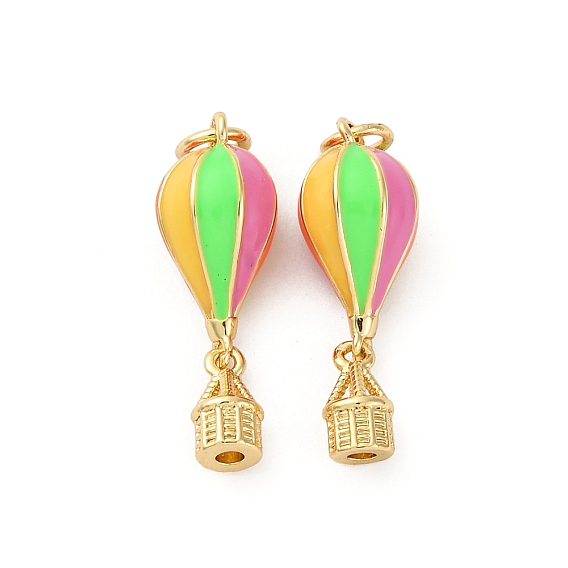 Латунь эмаль подвески, форма воздушного шара, с целью перехода в кольце, стойки покрытие, без свинца и без кадмия, долговечный, реальный 18 k позолоченный