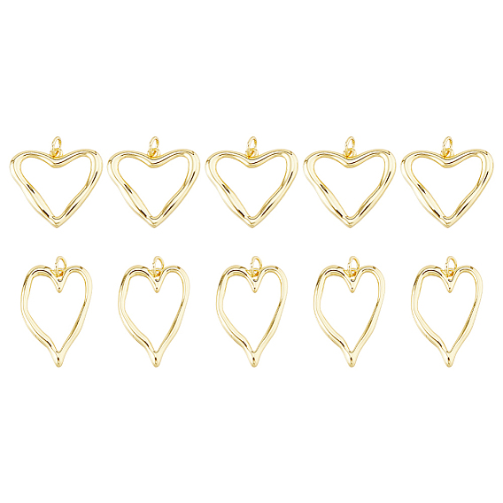 10 шт 2 стили латунные подвески, сердце прелести, с целью перехода в кольце