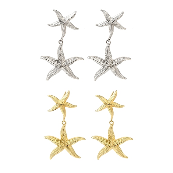 Серьги-гвоздики из латуни с покрытием «морская звезда», долговечный, без свинца и без кадмия
