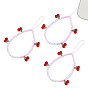 3Bracelets pour téléphone portable en perles acryliques et ABS couleur cerise, breloque décorative pour téléphone