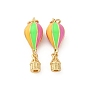 Латунь эмаль подвески, форма воздушного шара, с целью перехода в кольце, стойки покрытие, без свинца и без кадмия, долговечный, реальный 18 k позолоченный