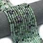 Природного флюорита бисер нитей, энергетическая призматическая огранка с двойными концами бусины, граненые двухконусные