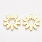 Brass Pendants, Nickel Free, Real 18K Gold Plated, Flower