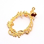 Zinc Alloy Open Back Bezel, Oval with Floral, Cadmium Free & Lead Free
