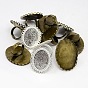 Adjustable Brass Blank Finger Ring Settings, 17mm, Tray: 25~40x19~30mm