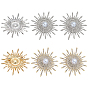 6 шт. 2 цветные броши из сплава со стразами в виде солнца, с имитацией жемчуга