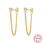 925 Sterling Silver Diamond Chain Tassel Earrings for Women