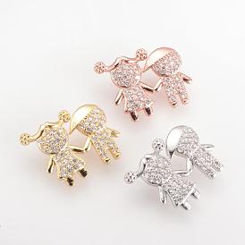 Brass Micro Pave Cubic Zirconia Pendants, Cadmium Free & Lead Free, Children