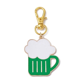 Alloy Enamel Pendant Decorations, with Alloy Swivel Lobster Claw Clasps, Beer Charms