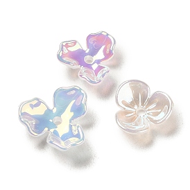 Capuchon de perle acrylique opaque plaqué, Flower 3 pétales