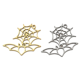 Colgantes de acero inoxidable Halloween 201, Telaraña con amuletos de murciélago