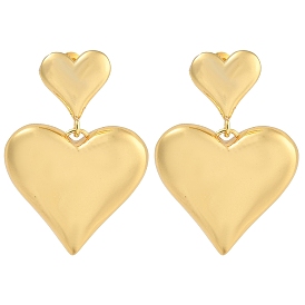 Brass Heart Stud Earrings