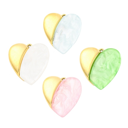 304 подвески из нержавеющей стали, шарма сердца, cmолой, ионное покрытие (ip), реальный 18 k позолоченный