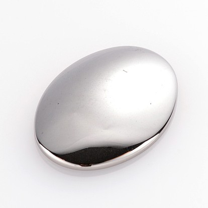 Electroplate Non-Magnetic Synthetic Hematite Cabochons, Oval, 39x29.5x7mm