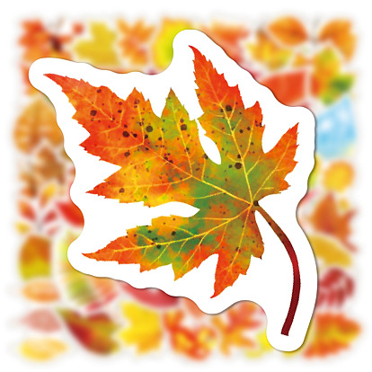 Thanksgiving Day Waterproof PVC Plastic Sticker Labels, Self-adhesion, for Suitcase, Skateboard, Refrigerator, Helmet, Mobile Phone Shell, Autumn, Maple Leaf