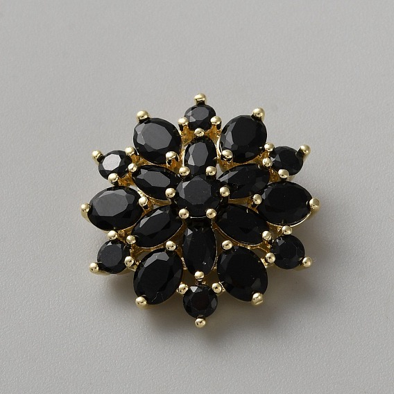 Латунные микро проложить куб кнопки циркония, цветок