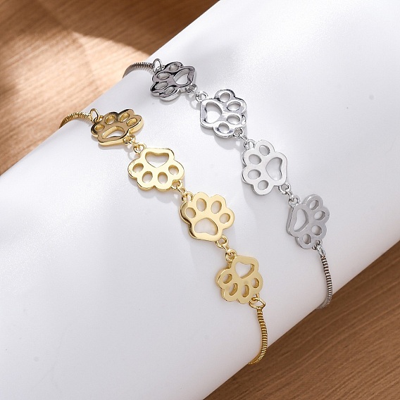 Латунные браслеты-слайдеры с цепочкой-коробкой, латунные браслеты с кошачьими лапками для женщин