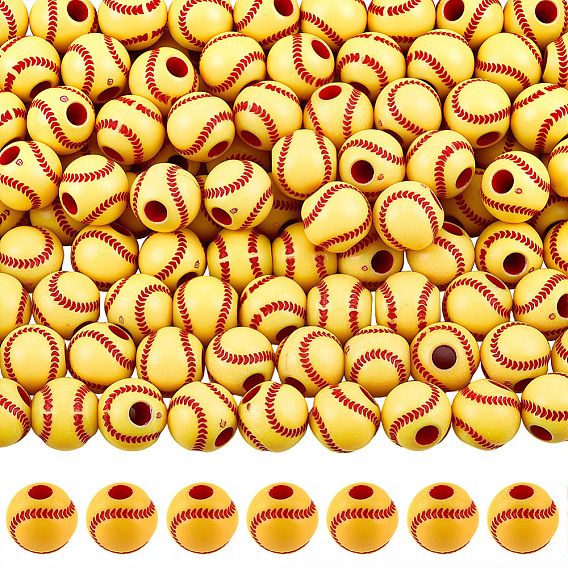 150 шт. непрозрачные акриловые круглые бусины, бейсбол