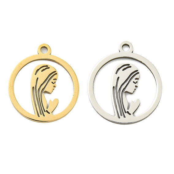 Ионное покрытие (ip) 201 подвески из нержавеющей стали, кольцо с шармом богини, лазерная резка