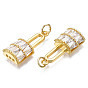 Brass Micro Pave Clear Cubic Zirconia Pendants, Nickel Free, Lock