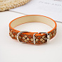 Adjustable Imitation Leather Pet Collars, with Glitter Powder, Rhombus Pattern Cat Dog Choker Necklace