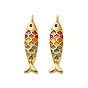 304 colgantes de acero inoxidable, con esmalte, pescado, real 18 k chapado en oro, revestimiento de iones (ip)
