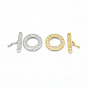 Brass Toggle Clasps, with Cubic Zirconia, Cadmium Free & Nickel Free & Lead Free