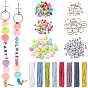 Наборы для изготовления ключей своими руками, включая 20шт. соединительное кольцо, 2 шт. хлопковая нить, 260 шт. бусины и 20 шт. подвески
