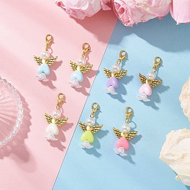 Акриловые подвесные украшения, Ангел с сердцем, Сплав с застежками когтя омара