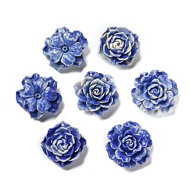 Synthetic Shell Dyed Carved Flower Connector Charms