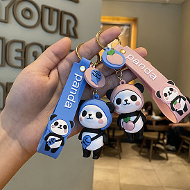 Cute fruit panda key chain cartoon creative pendant key chain couple school bag pendant gift