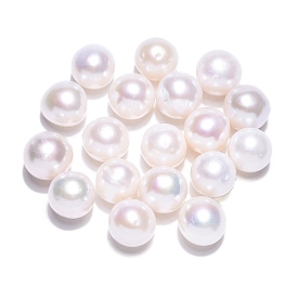 Natural Keshi Pearl Beads, Cultured Freshwater Pearl, No Hole/Undrilled, Round